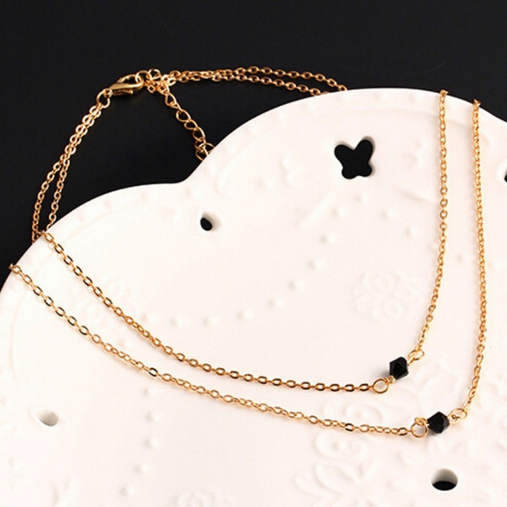 Gold Double Layered Delicate Choker Necklace | Minimalist Dainty Jewelry - Picture 3 of 3